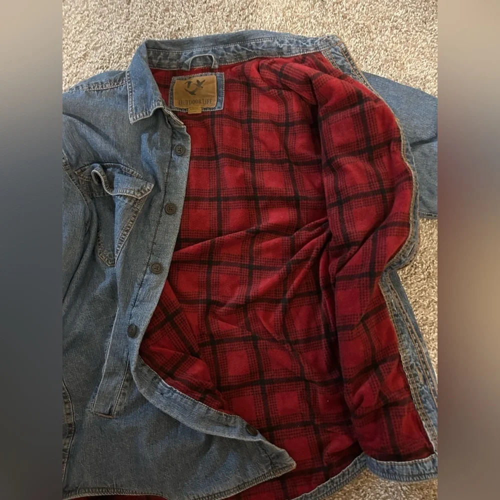 Outdoor Life Denim Plaid Fleece Lined Shacket - M - Picture 10 of 10